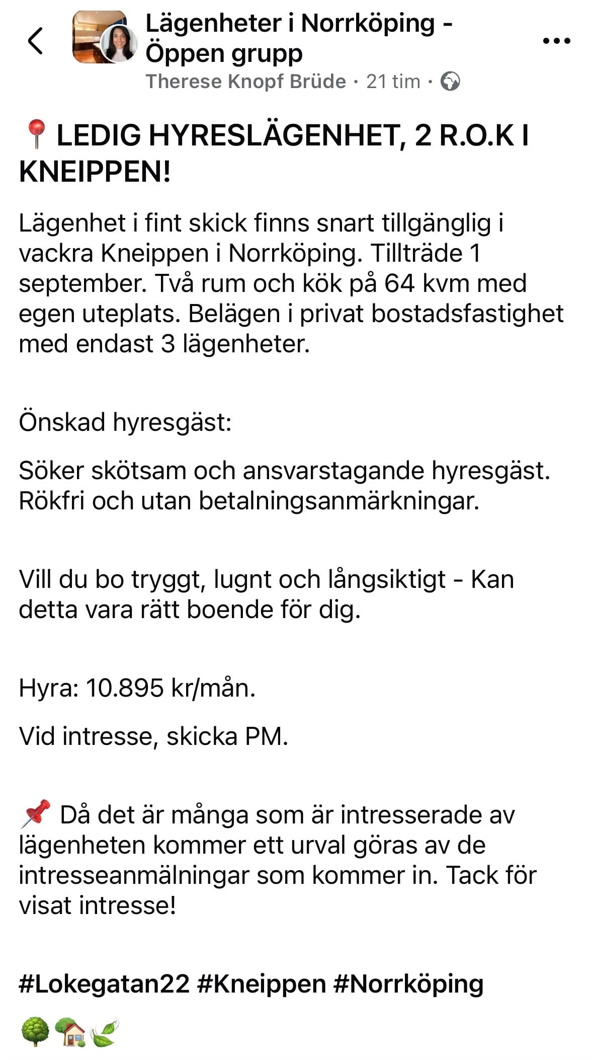 2-rumslägenhet i Norrköping, Lokegatan - bild 1